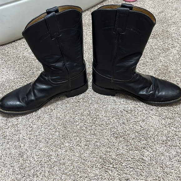 Men’s vintage black Justin cowboy western boots. Size 7.5D - Picture 6 of 7